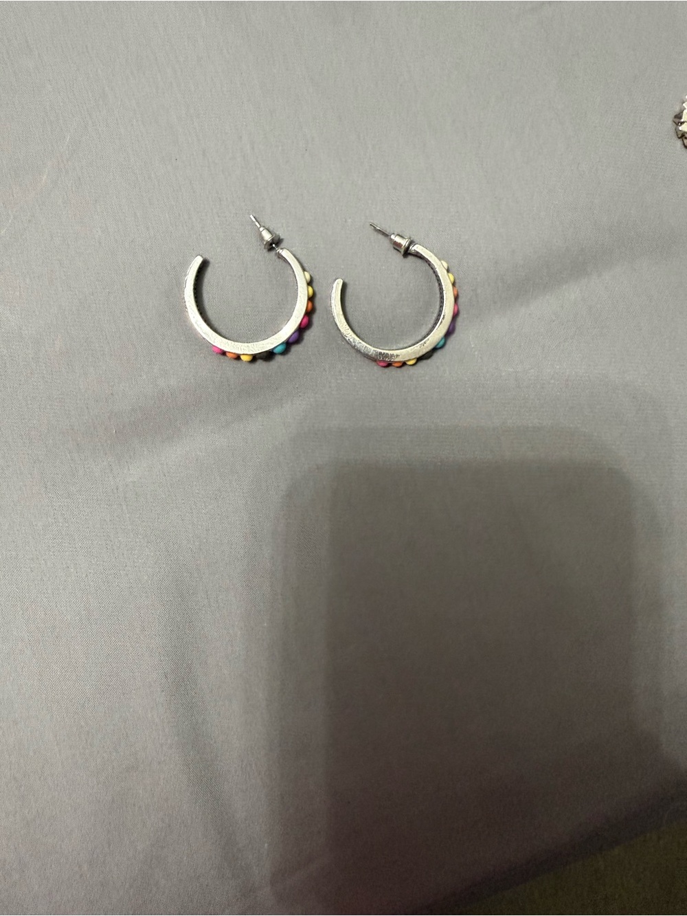 paparazzi Silver Hoops with Multicolor Bead Trim